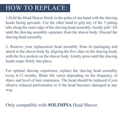 Solimpia replacement head for shaver, easy swap in daily grooming routine.