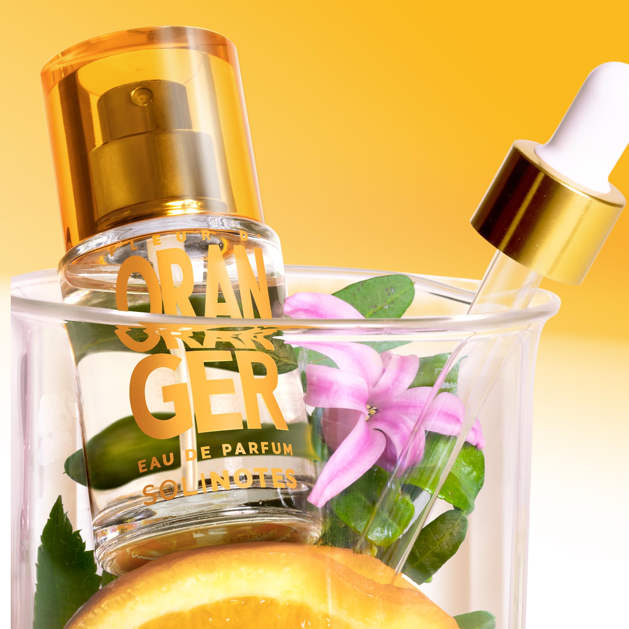 Solinotes Orange Blossom notes closeup reveals citrus and floral layers.