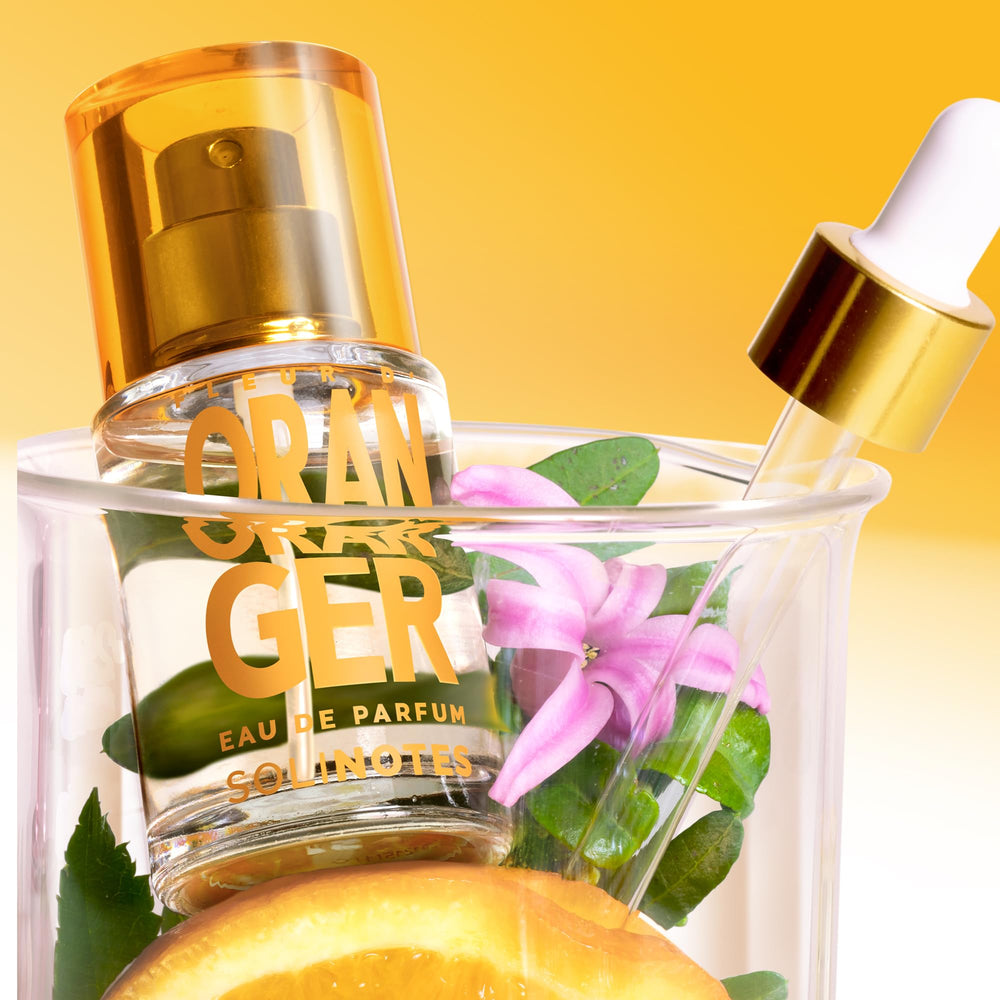Solinotes Orange Blossom notes closeup reveals citrus and floral layers.