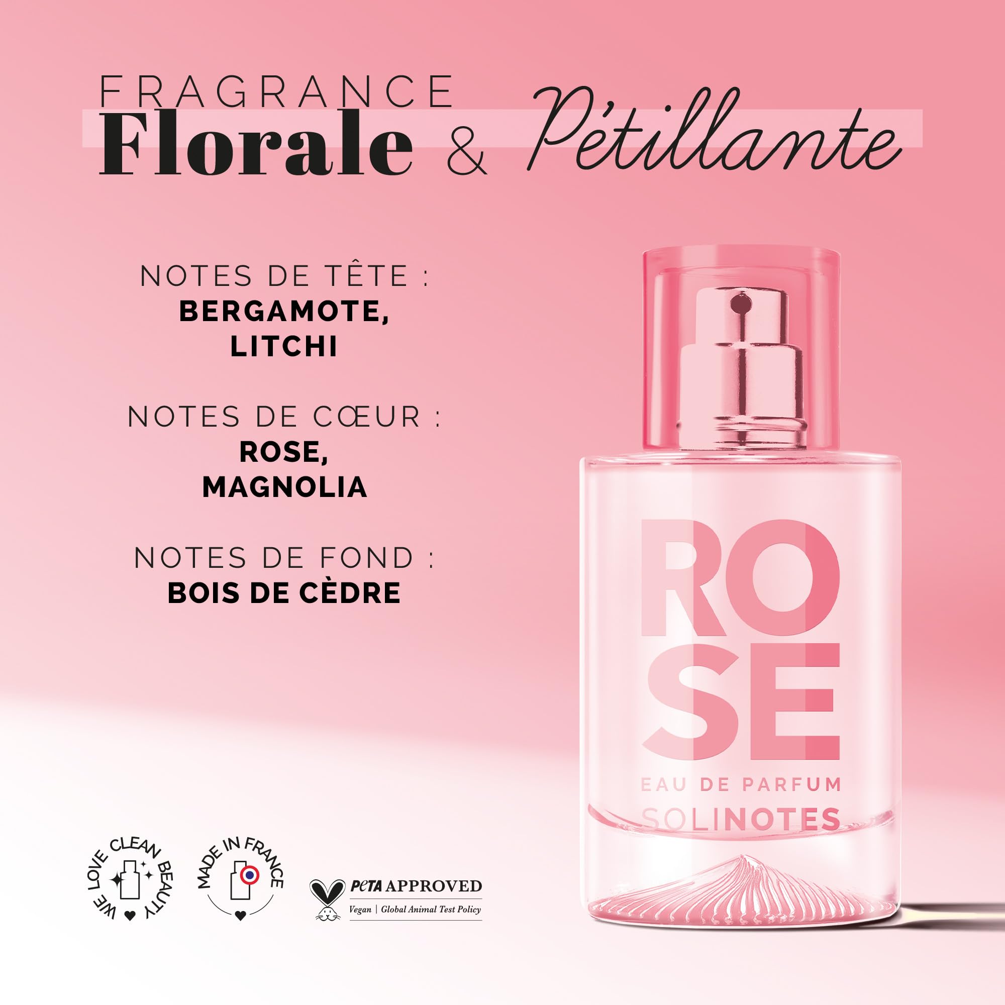 Solinotes Rose fragrance close-up on rose petals reveals a long-lasting floral heart