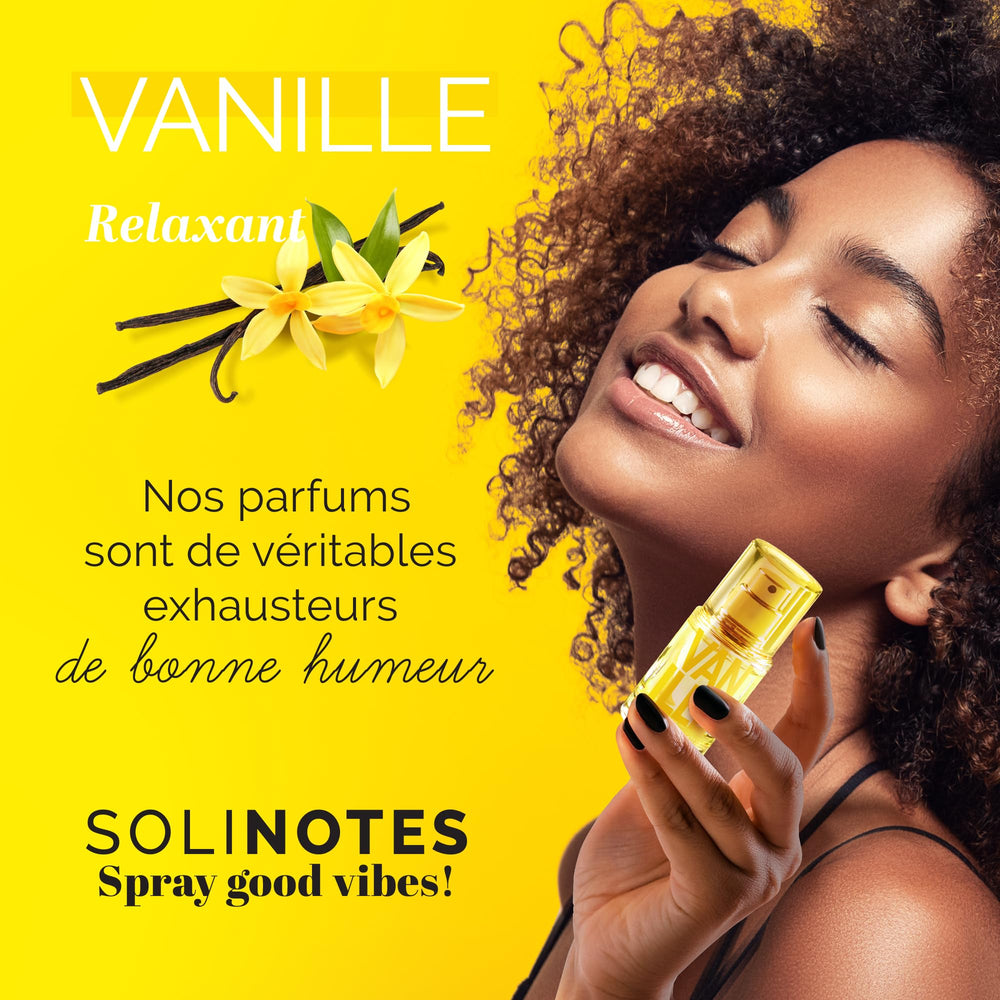 Solinotes Vanilla bottle in morning routine; elevates daily self-care ritual.