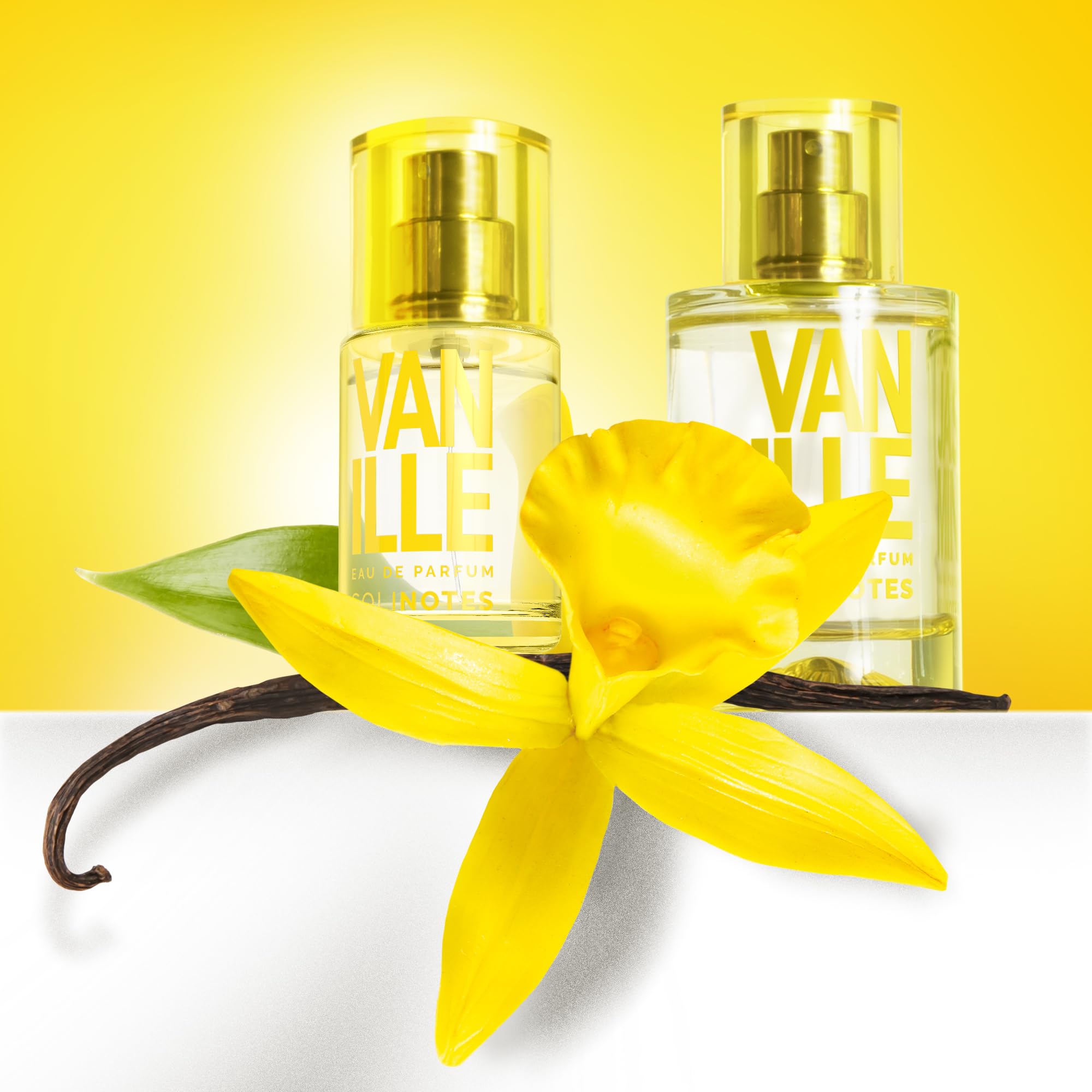 Solinotes Vanilla label close-up; clear branding enhances premium perception.