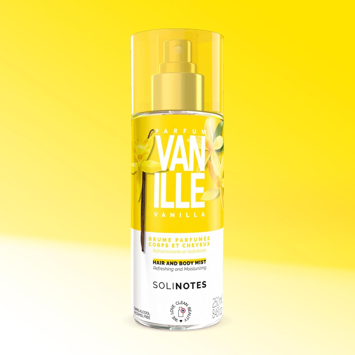Solinotes Vanille Brume ingredients panel signals a clean formula.