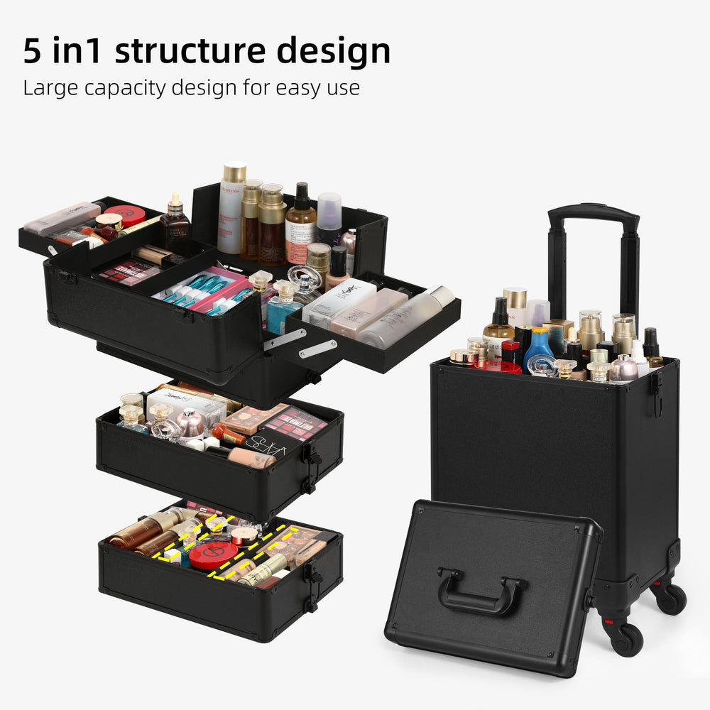 Somduy rolling makeup case removable wheels for stationary use