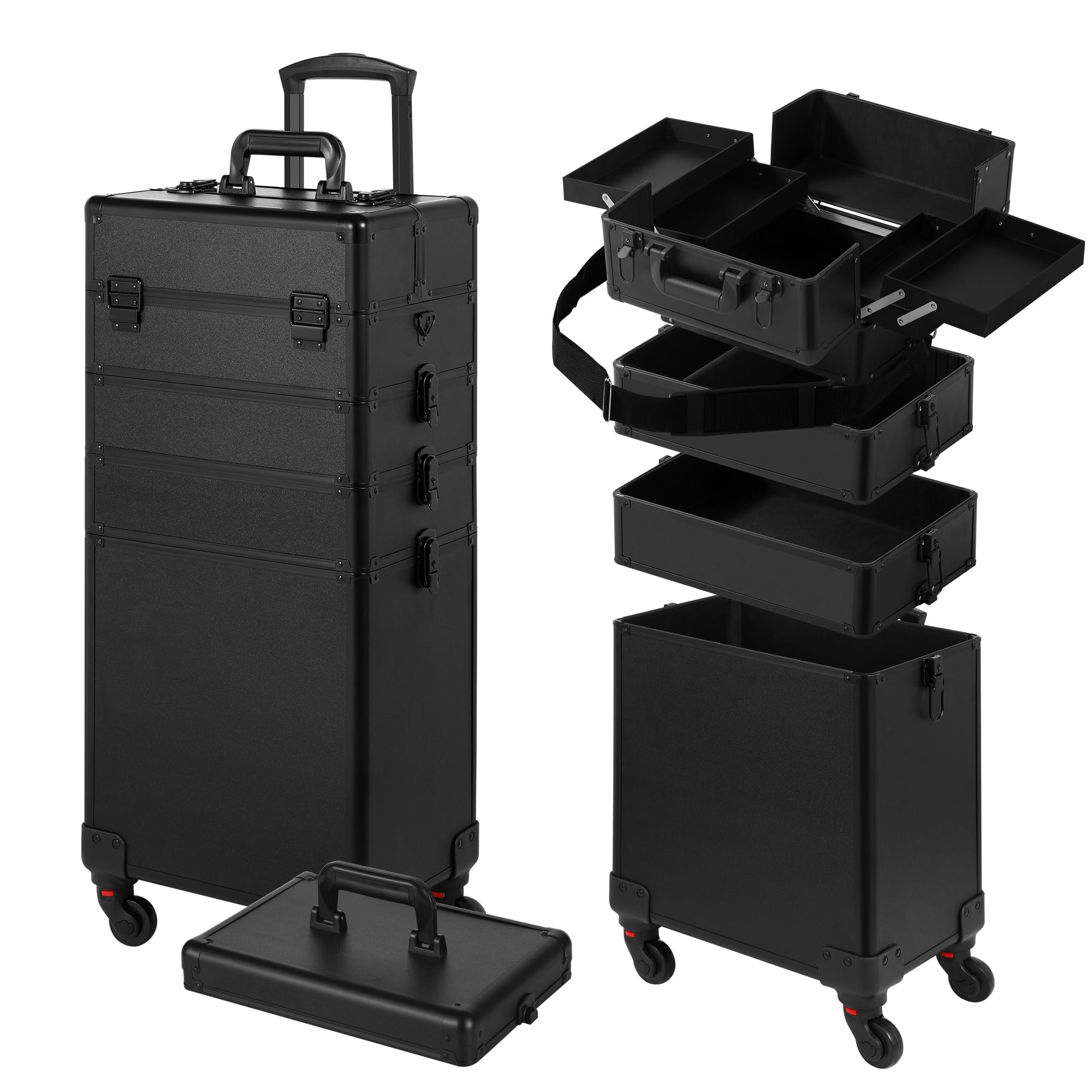 Somduy rolling makeup case with shoulder strap for comfortable carry
