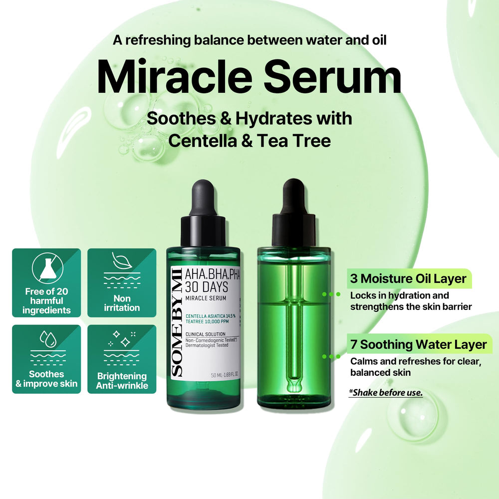 SOME BY MI AHA BHA PHA 30 Days Miracle Serum pump closeup highlights convenient dispensing.