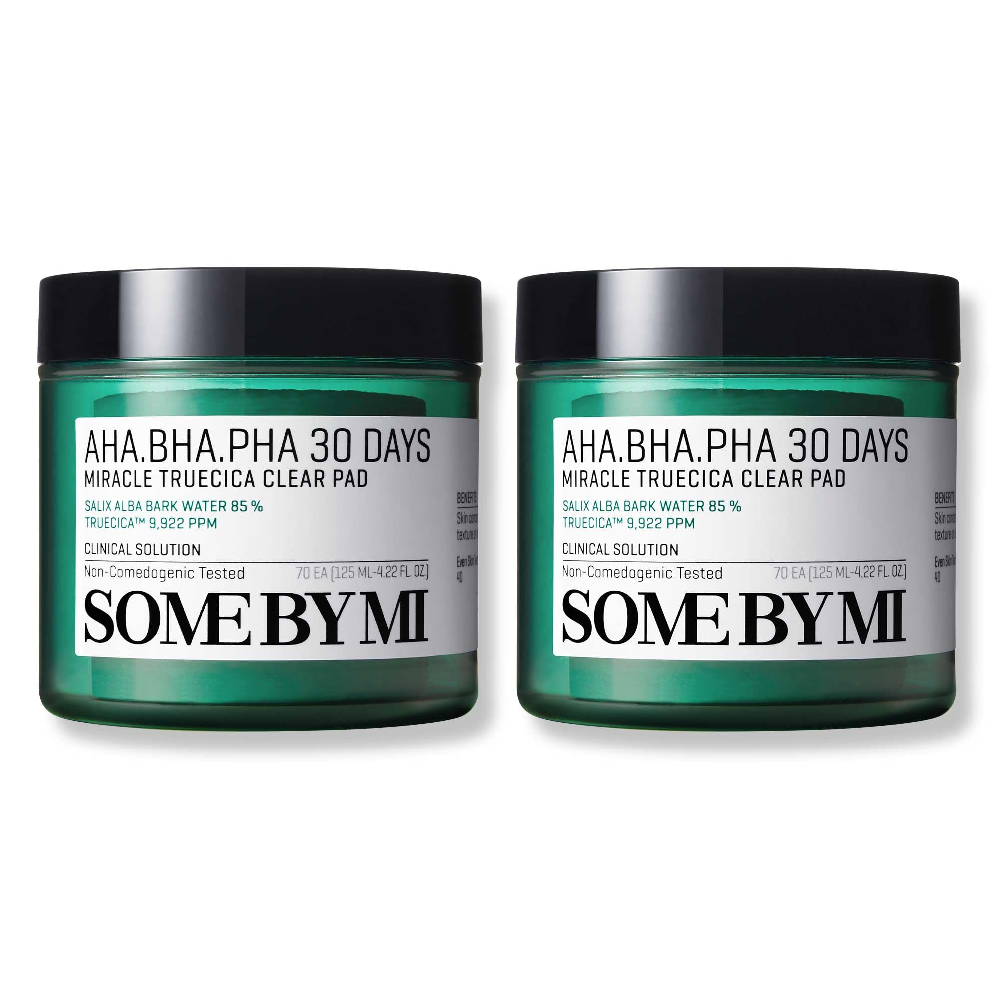 SOME BY MI AHA BHA PHA Clear Pad Pack of 2 shows exfoliating pads for smoother skin texture.