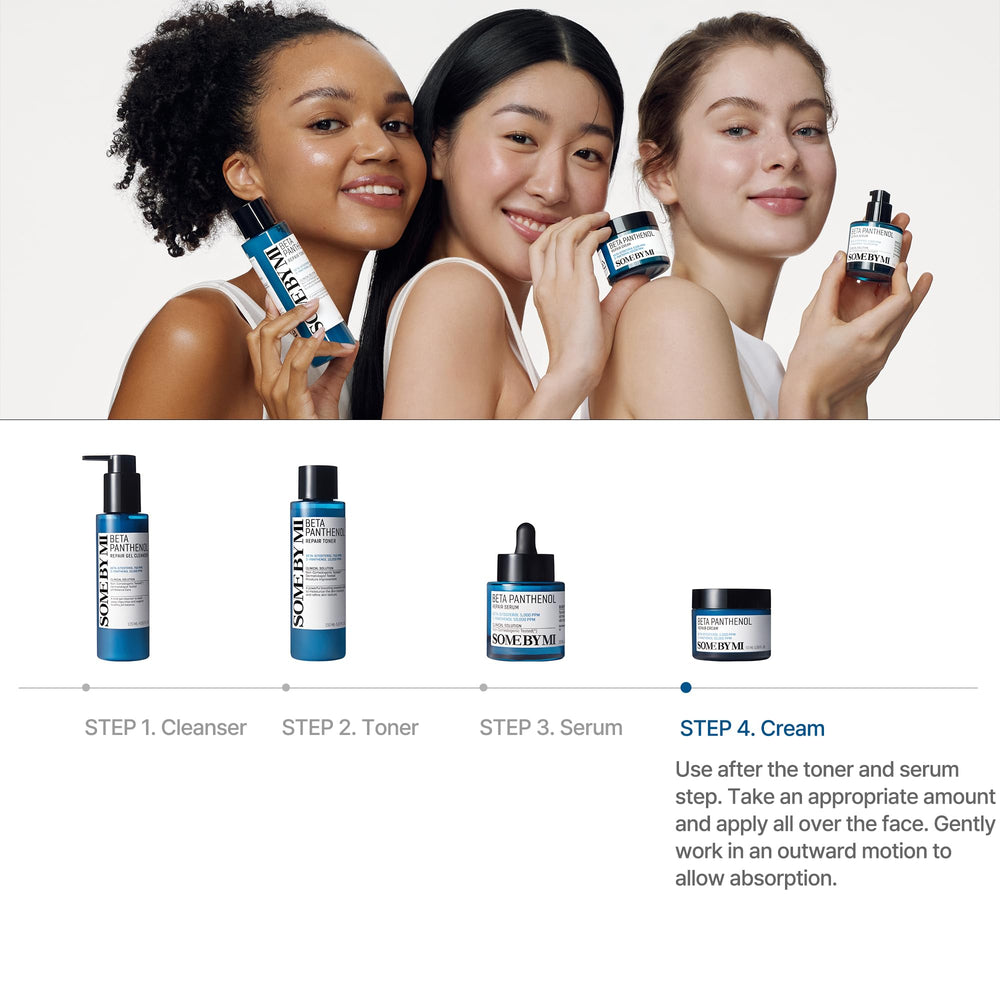 Some By Mi Beta-Panthenol Repair Cream applied to irritated skin for soothing relief