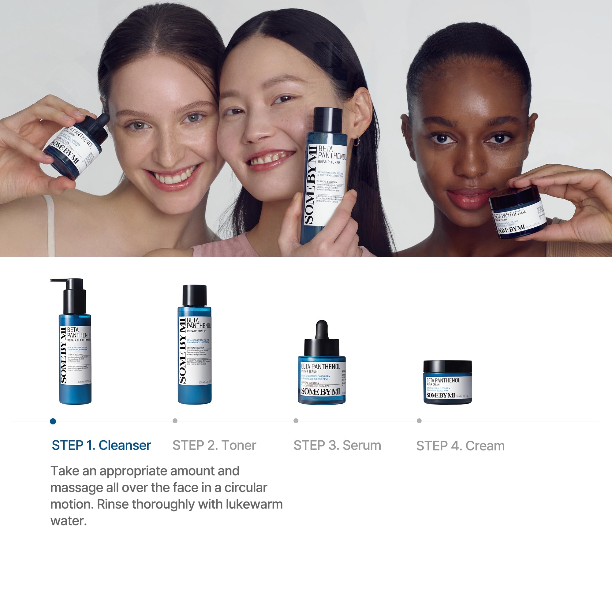 SOME BY MI Beta-Panthenol Repair Gel Cleanser packaging shown with minimalist design.