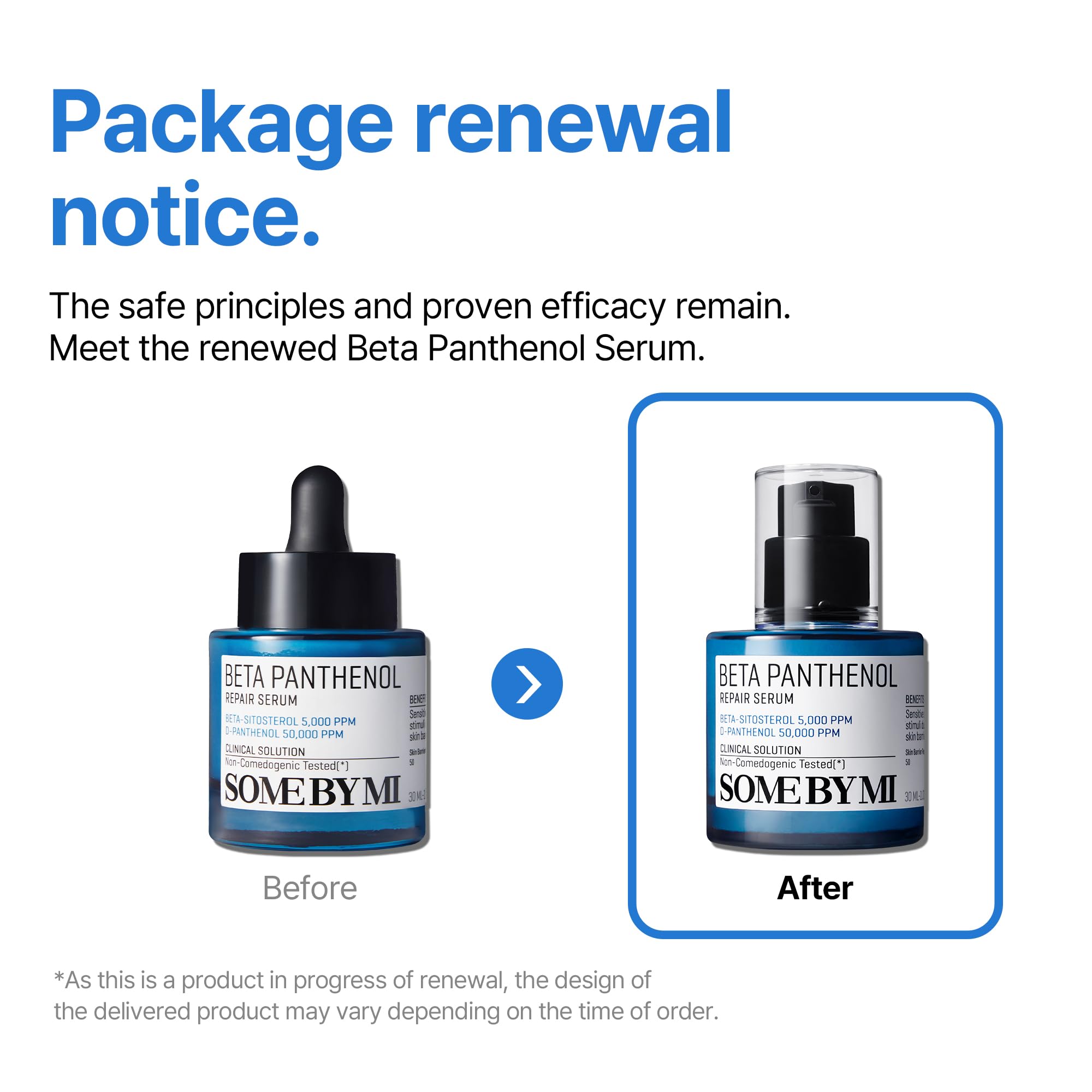 SOME BY MI Beta-Panthenol Serum highlights Beta-sitosterol and panthenol ingredients.