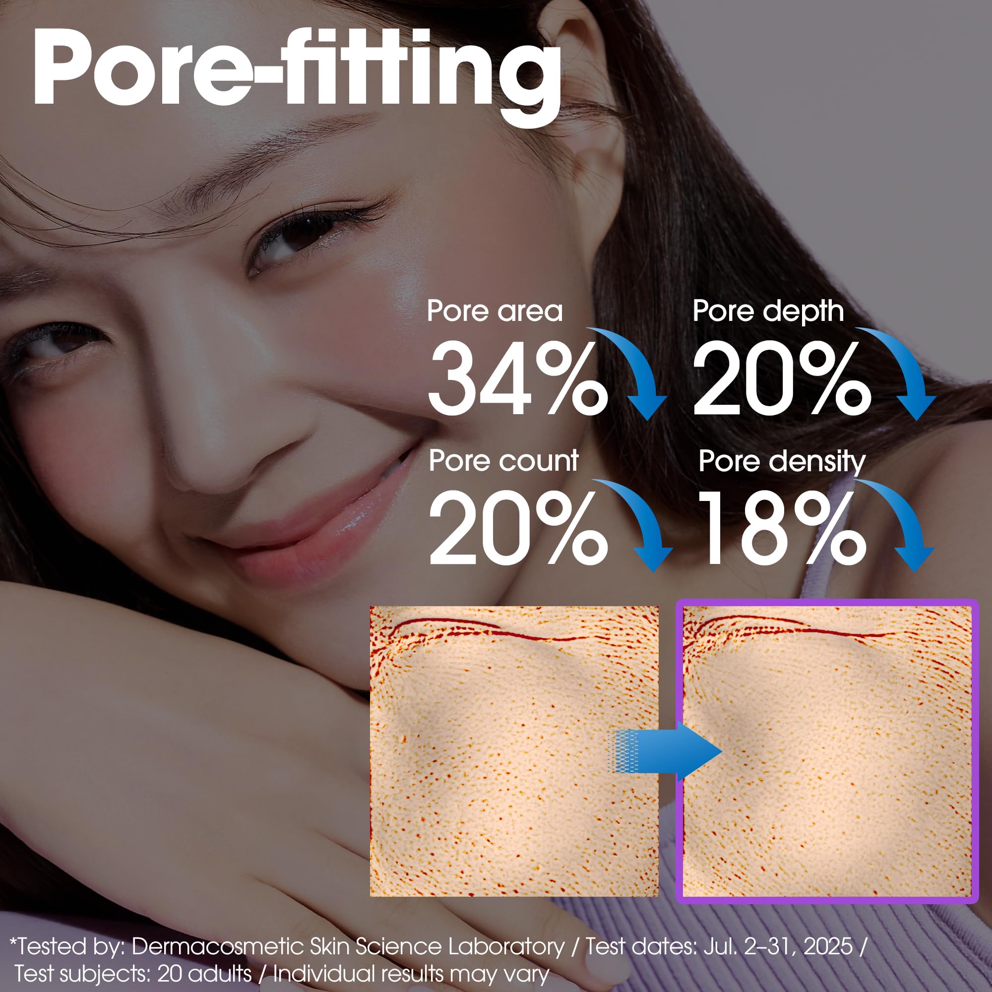 Bubble Toner texture-application image suggests smoother skin texture