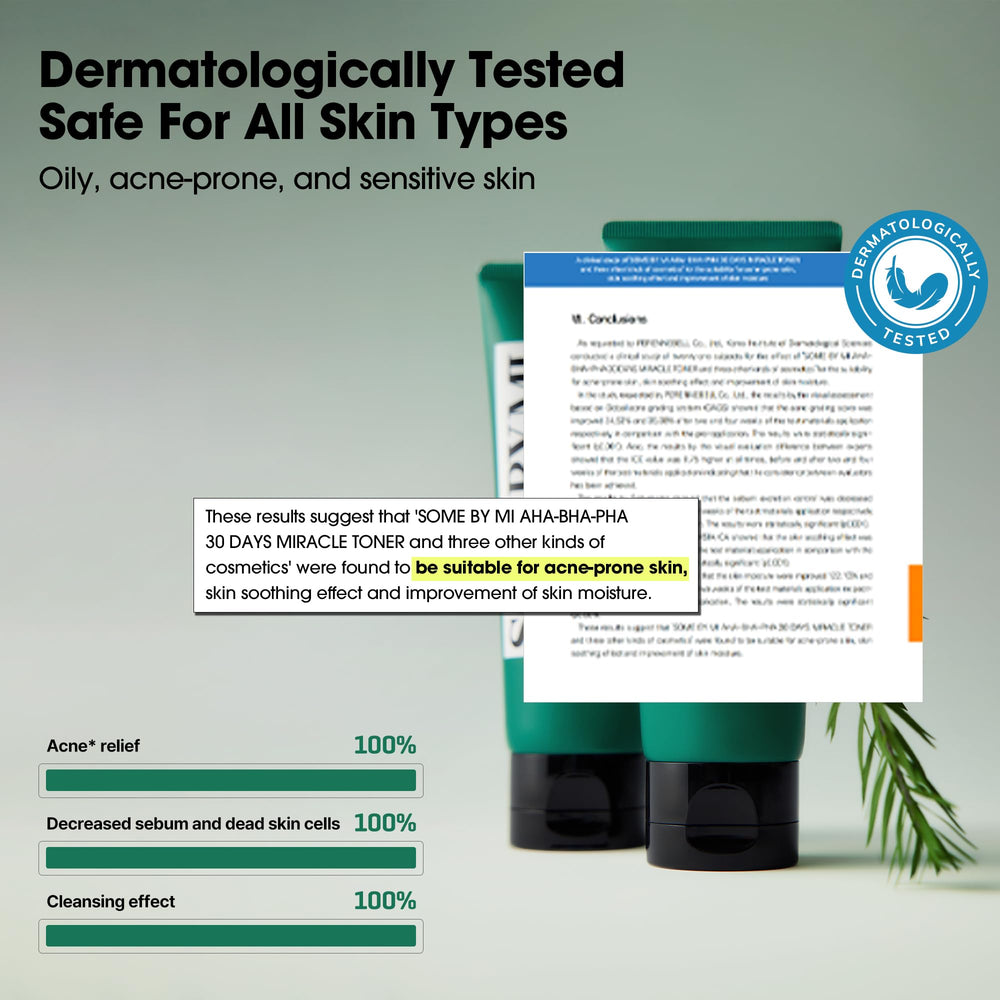 Some By Mi free of 20 harmful ingredients label highlights safe, clean skincare.