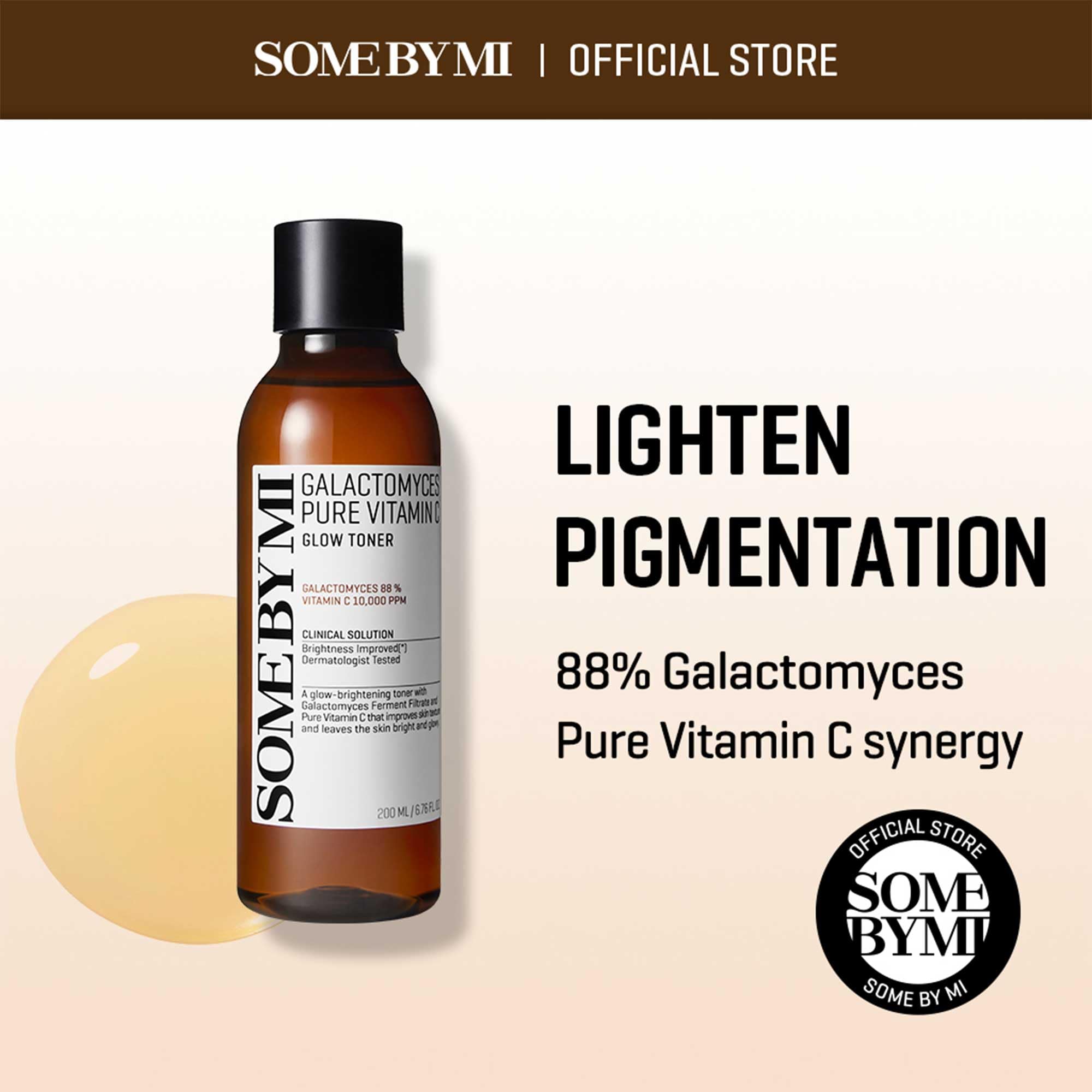 SOME BY MI Galactomyces Vitamin C Toner label highlights 88% Galactomyces and 10,000 ppm Vitamin C.