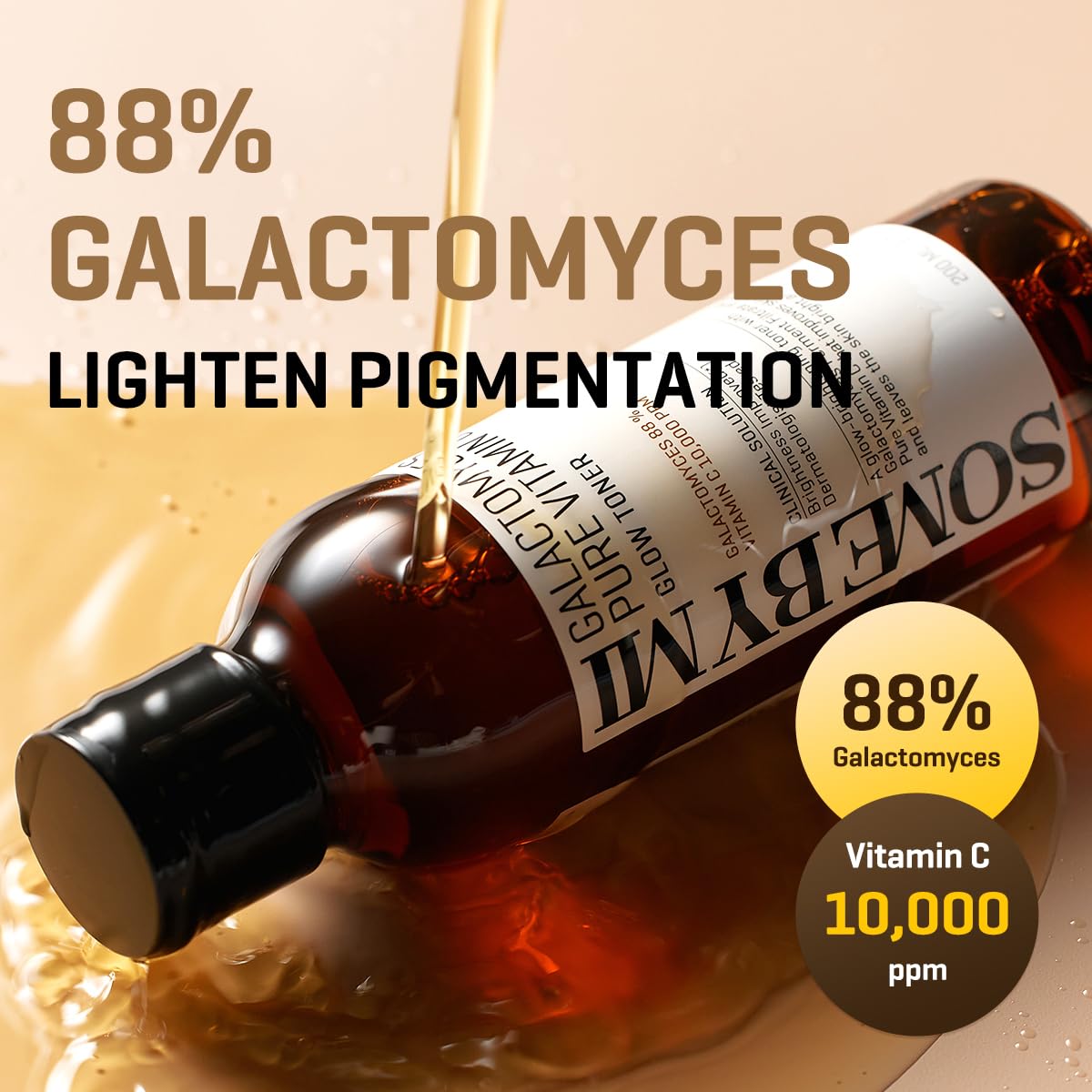SOME BY MI Galactomyces Vitamin C Toner swirl shows smooth texture on skin.
