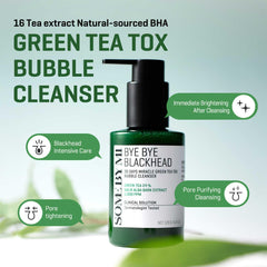 SOME BY MI green tea water ingredient closeup highlighting soothing benefits.