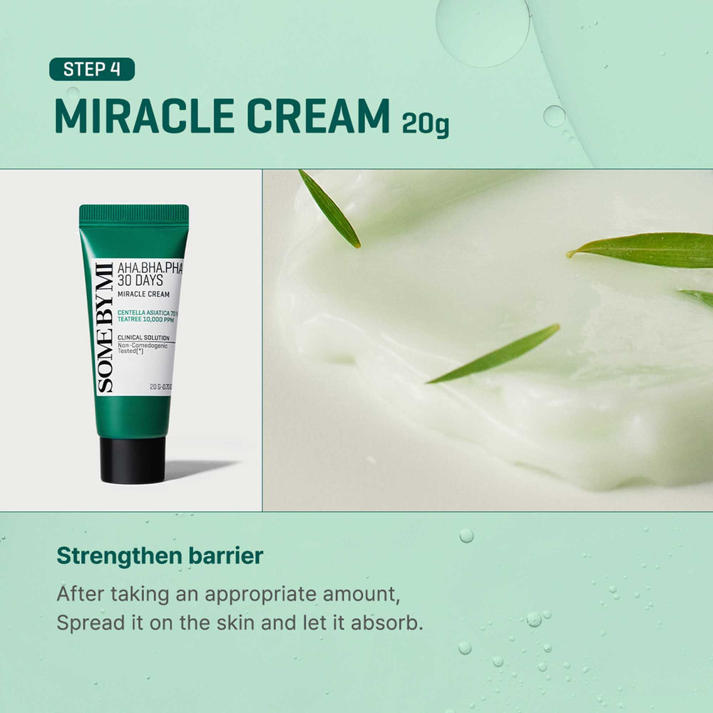 SOME BY MI Miracle AC SOS kit on bathroom counter for daily routine.