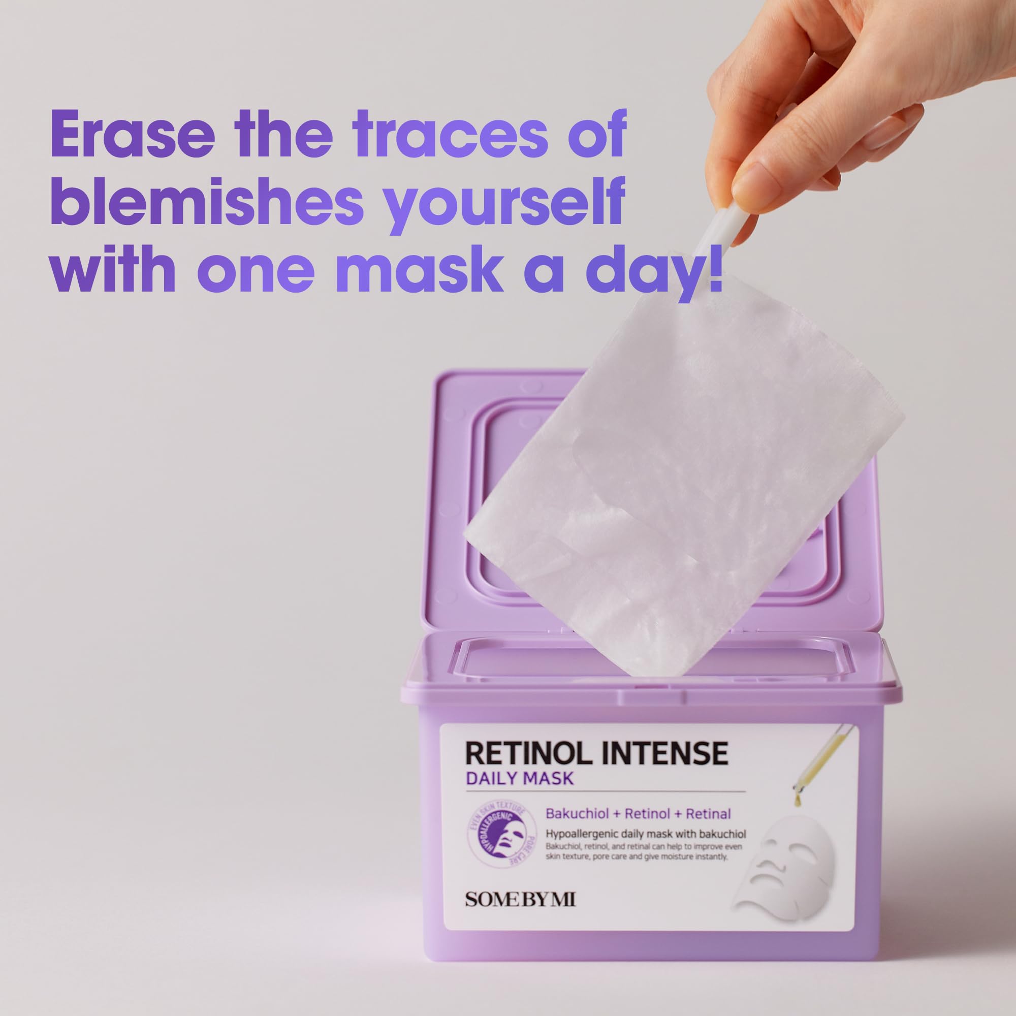 SOME BY MI Retinol Intense Daily Mask applied on skin demonstrates immediate moisture feel.