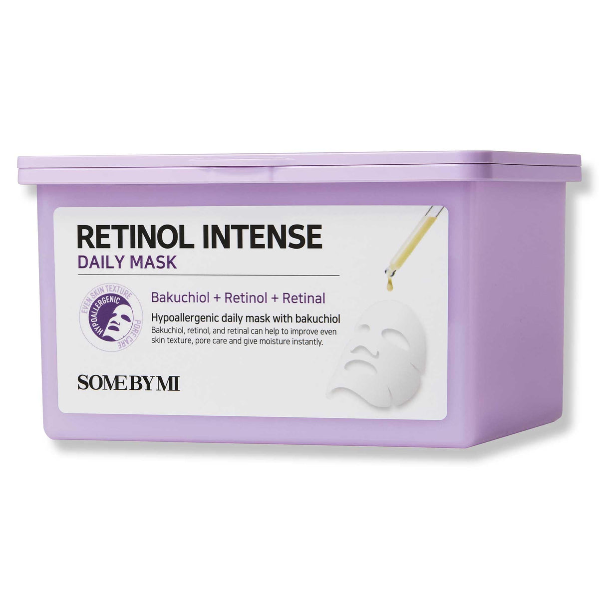 SOME BY MI Retinol Intense Daily Mask box front shows vegan skincare packaging.