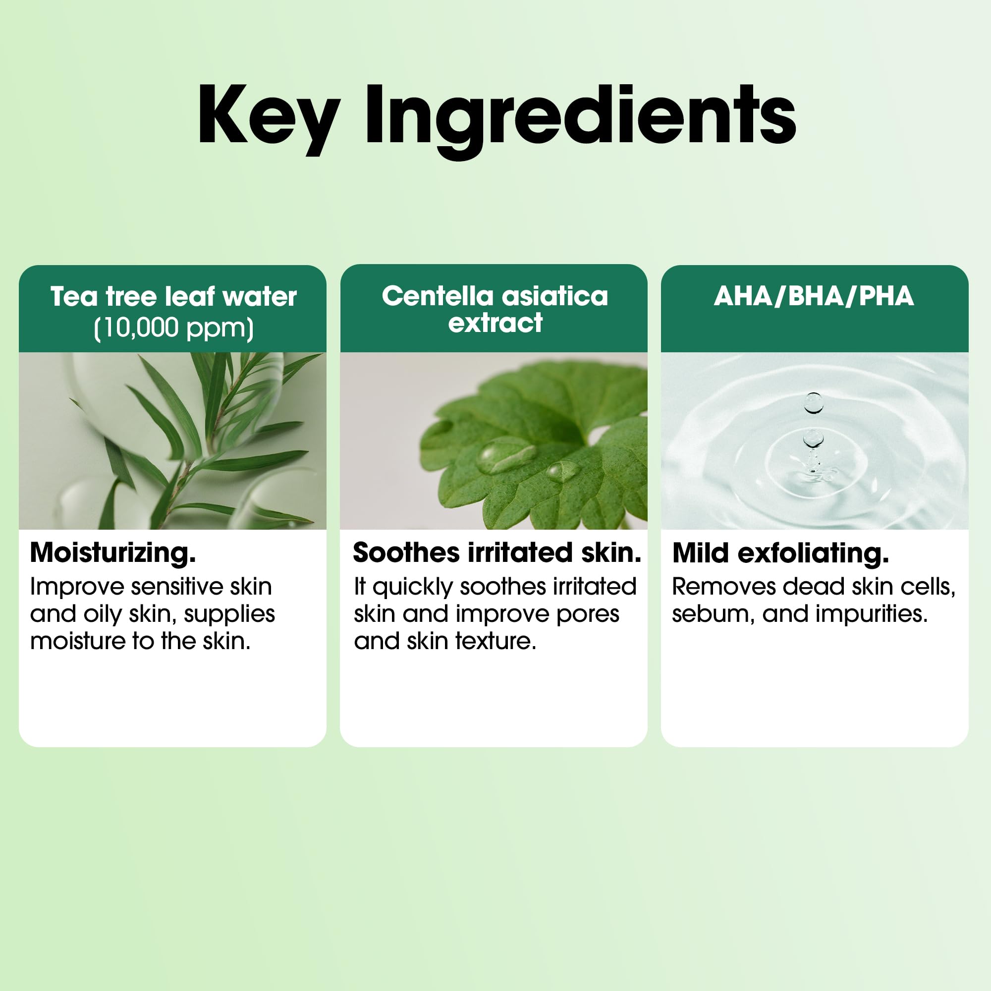 SOME BY MI Tea Tree Water extract closeup emphasizes oil control and pore care.