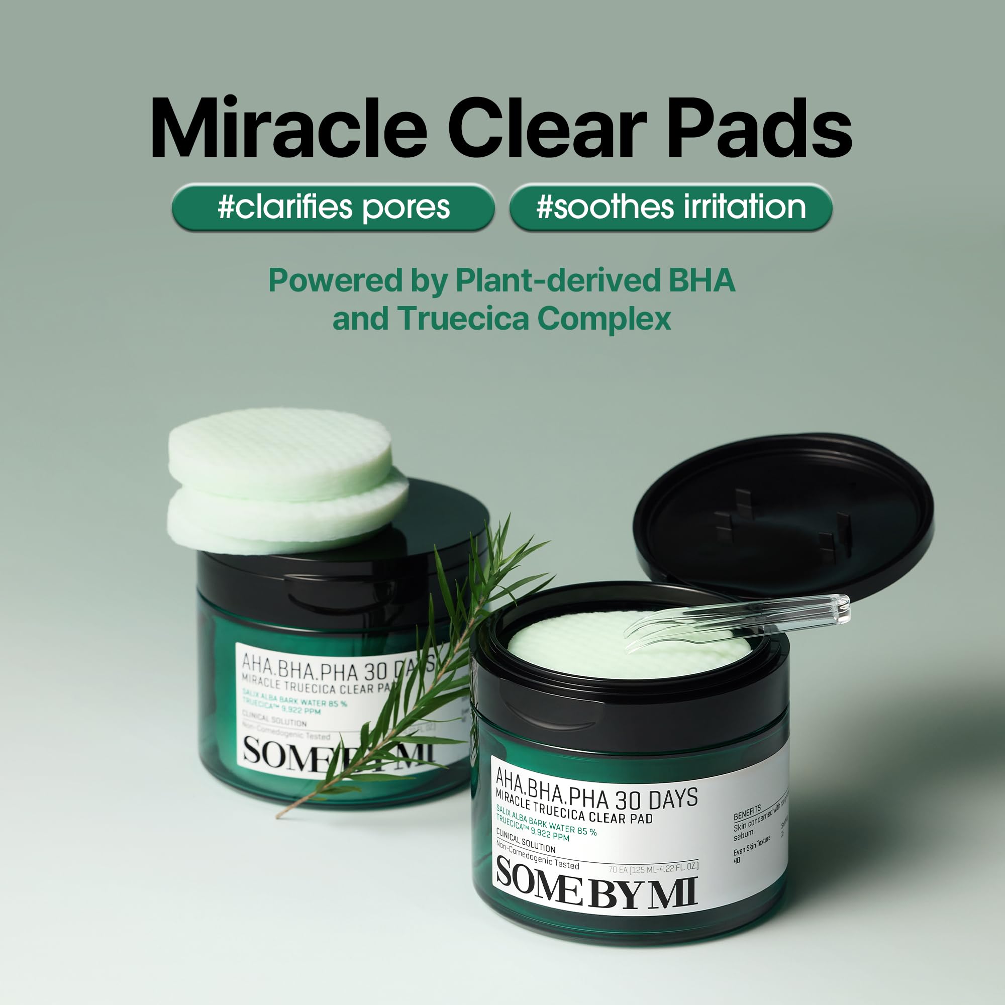 SOME BY MI truecica calming pad closeup helps soothe irritated skin.