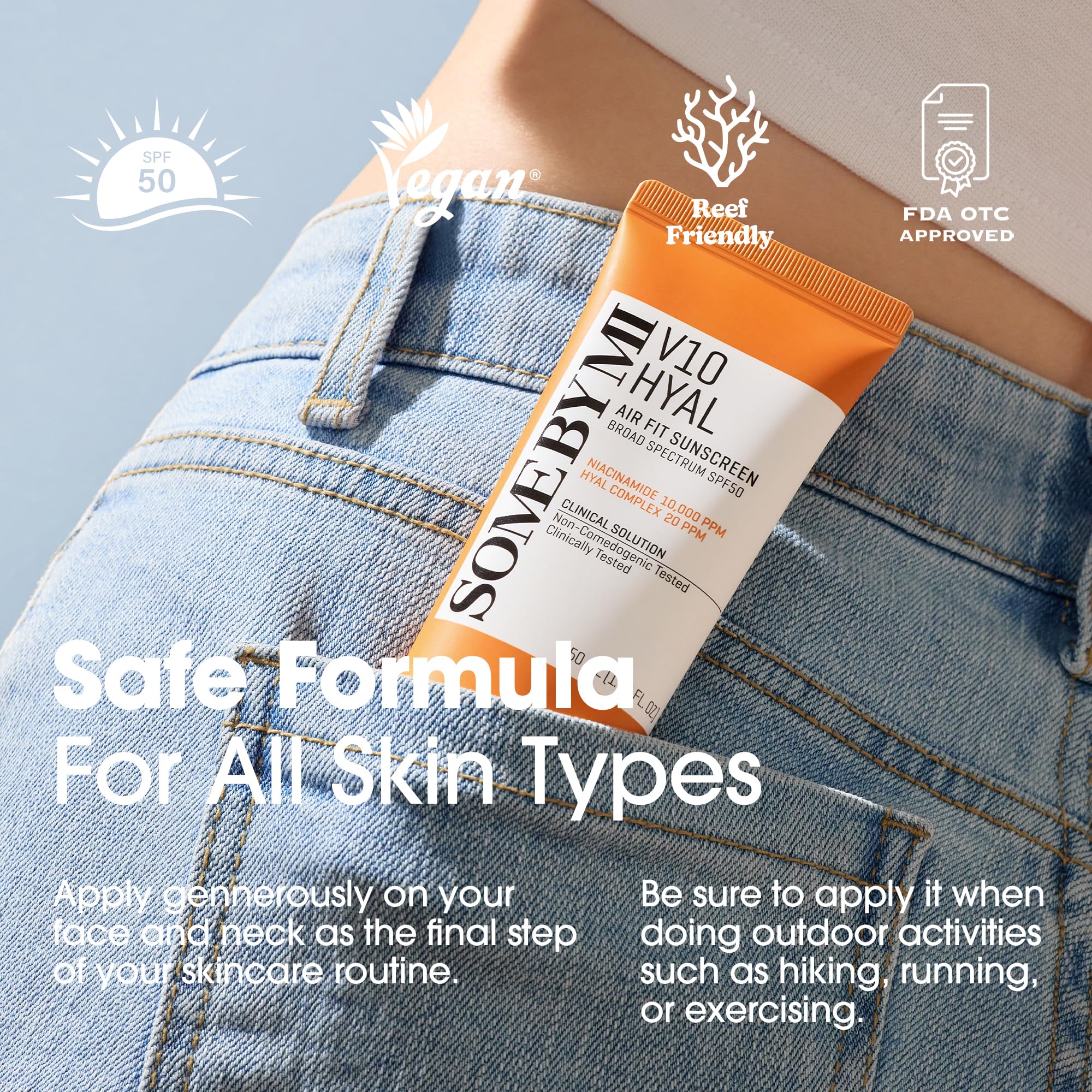 SOME BY MI V10 Hyal Air Fit sunscreen for on-face application
