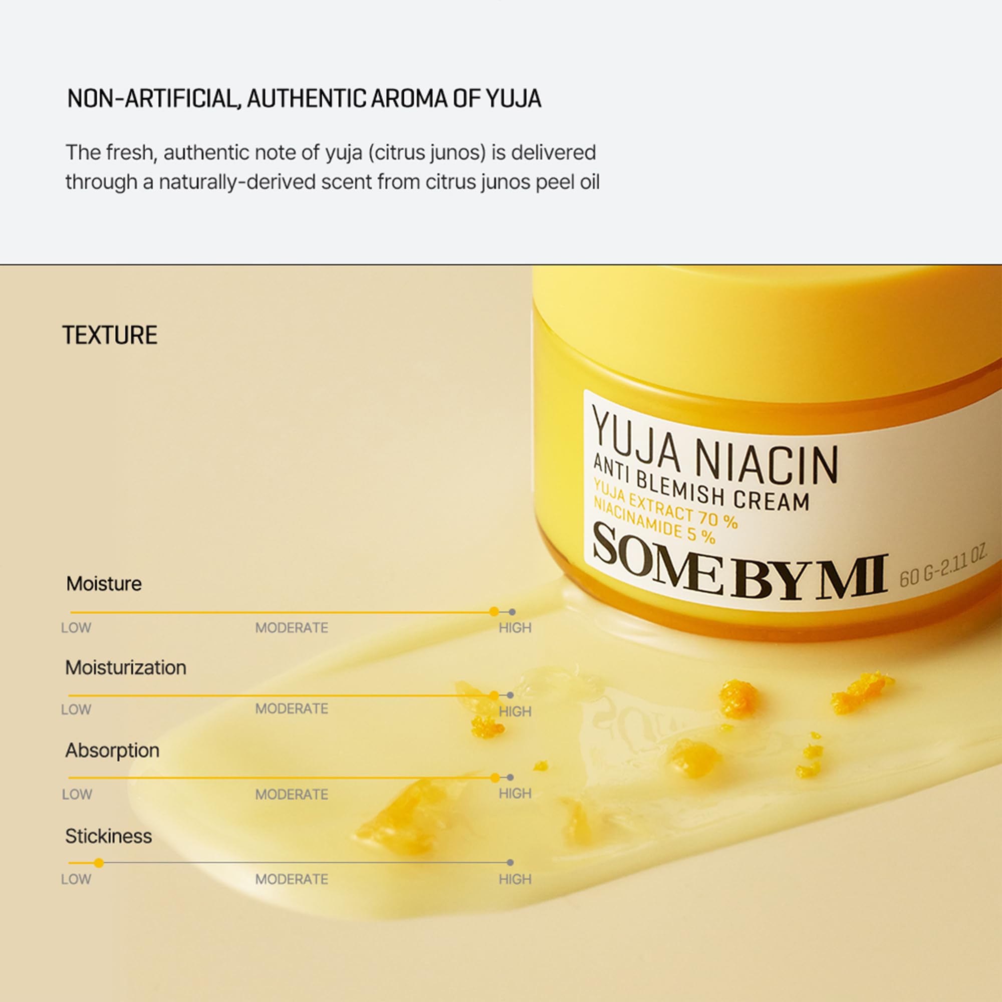 SOME BY MI Yuja Niacin cream packaging on vanity to suggest skincare ritual.