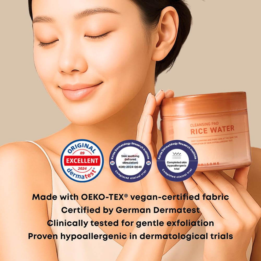 SOMISOME Korean skincare label closeup with Dermatest Excellent certification