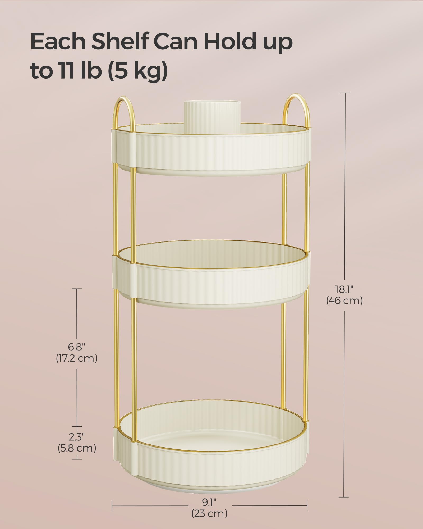 SONGMICS bathroom toiletries organizer vanity neatly stores soaps and bottles on the counter