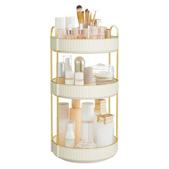 SONGMICS makeup organizer 3-tier rotating Cloud White highlights easy access to cosmetics
