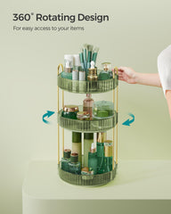 SONGMICS Makeup Organizer raised edges prevent spills during rotation