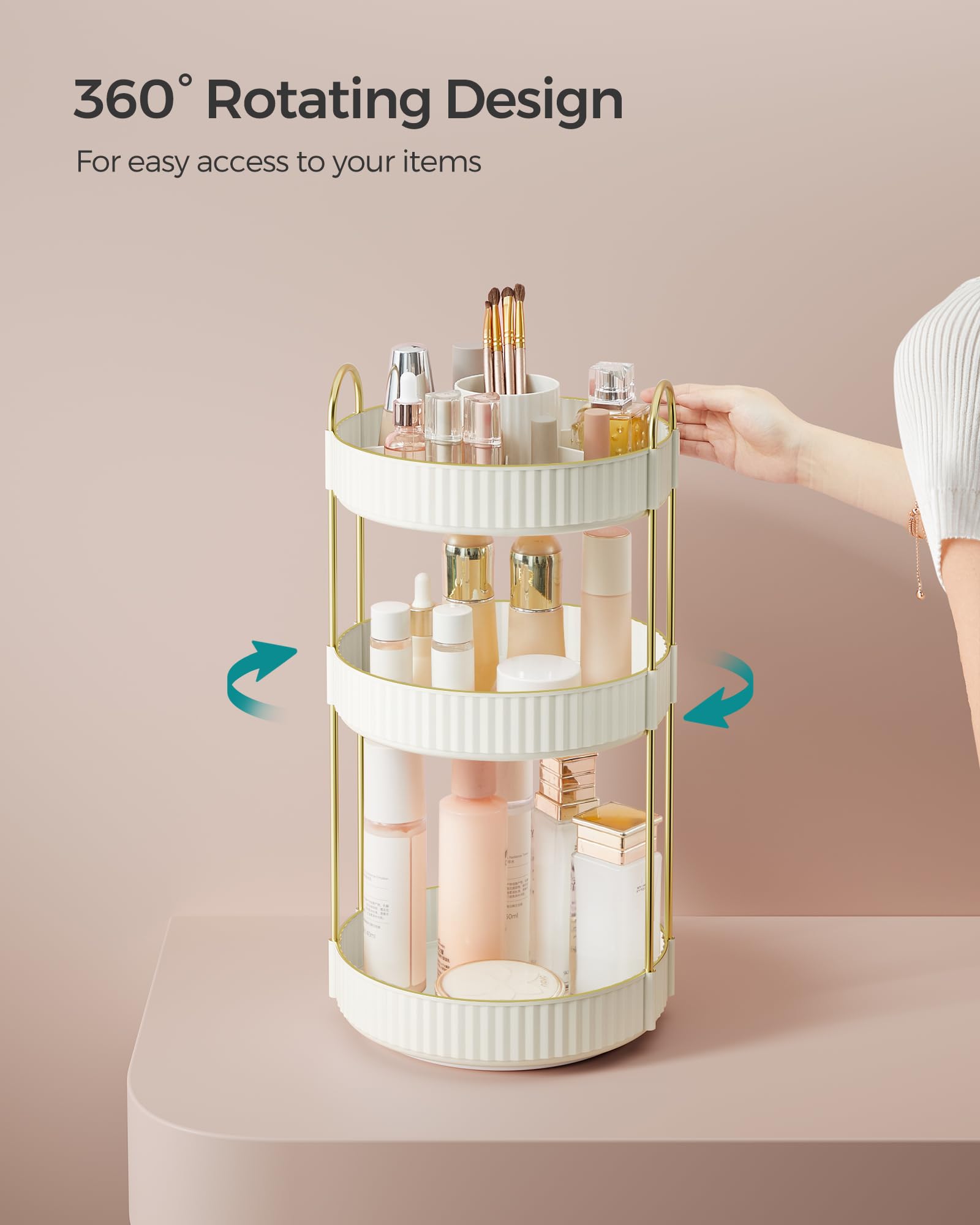 SONGMICS rotating shelves assembly ease shows tool-free setup and flexible storage