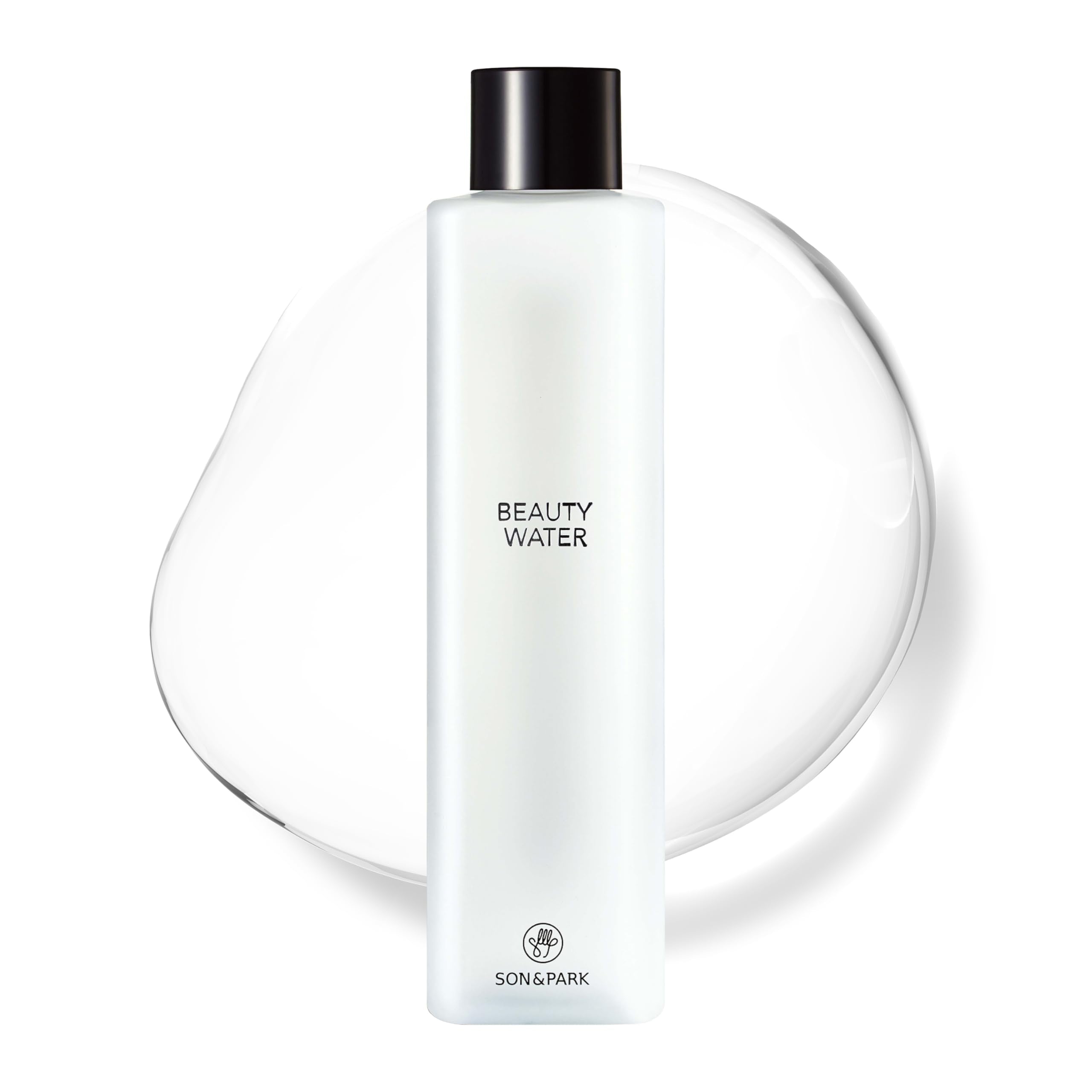 SON&PARK Beauty Water 340ml bottle pour for refreshing cleansing and hydrating exfoliation.