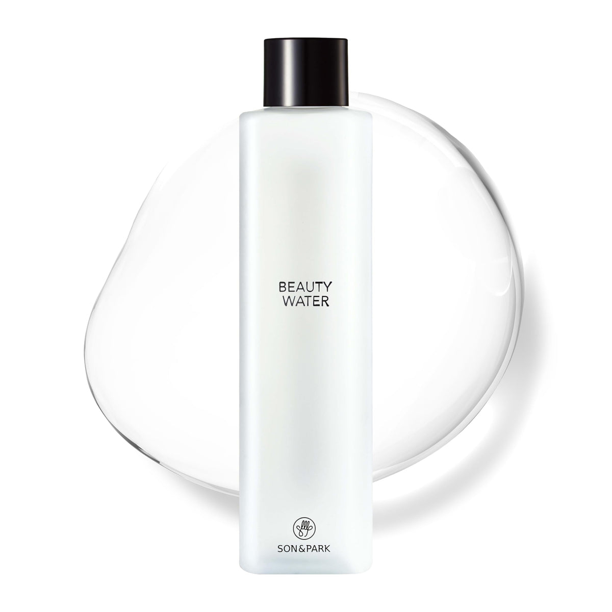 SON&PARK Beauty Water 340ml bottle pour for refreshing cleansing and hydrating exfoliation.