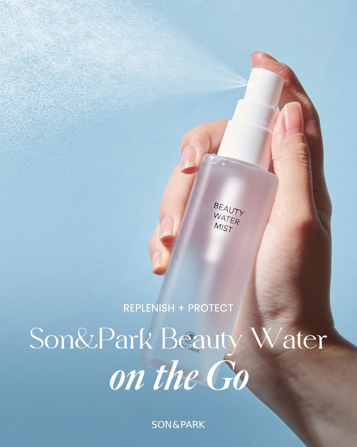 SON&PARK Beauty Water Mist application spray shows easy daytime refresh