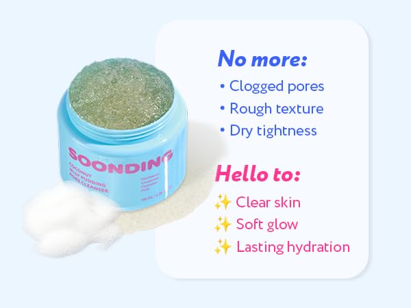 SOONDING Barrier-friendly cleansing graphic communicates non-stripping care for sensitive skin.