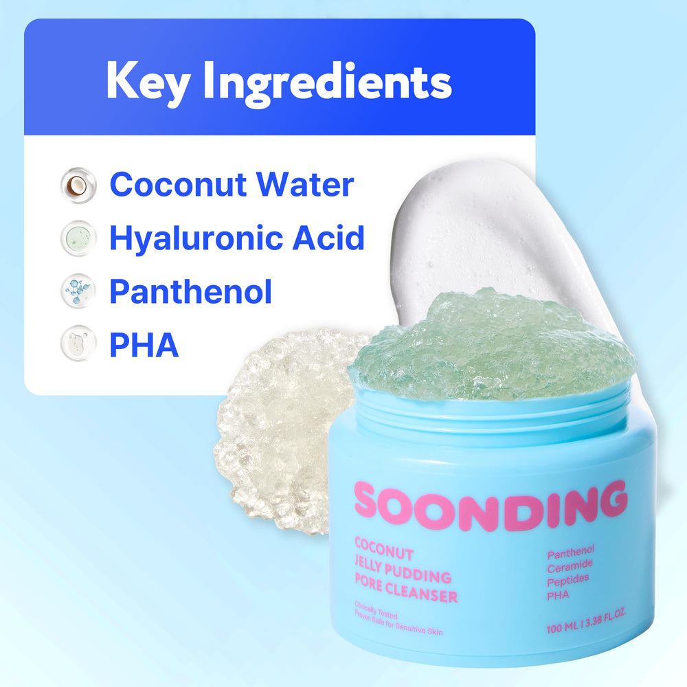SOONDING Coconut water soothing shot suggests refreshing cleansing during routines.
