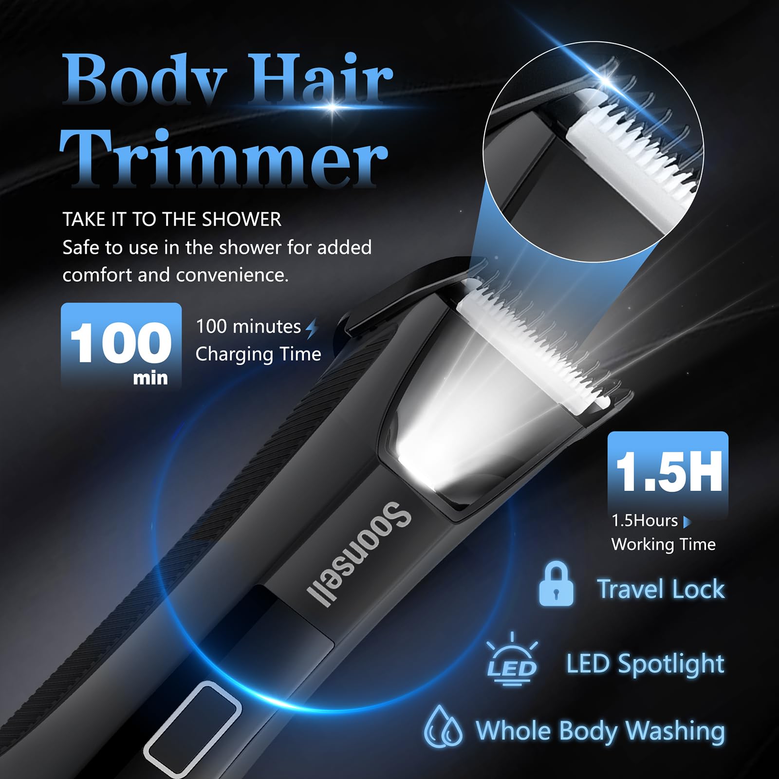 Soonsell Manscape face shaver with dual-action head for quick facial trims