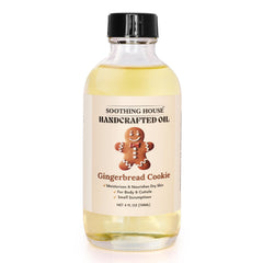 Soothing House Gingerbread Cookie Body Oil being applied for quick hydration and scent.