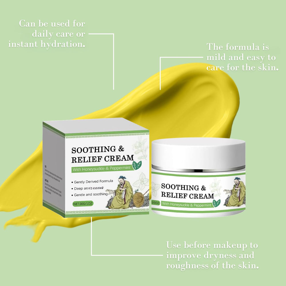 Soothing Relief Cream hand application shows easy coverage for quick comfort during busy days.