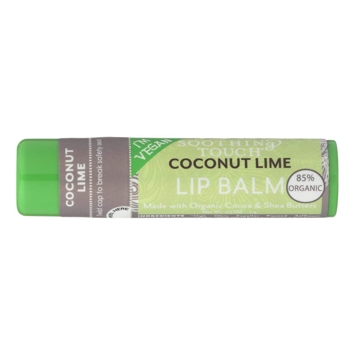 Soothing Touch Lip Balm Coconut Lime pack 3 in a sleek tube offering tropical scent and smooth application.