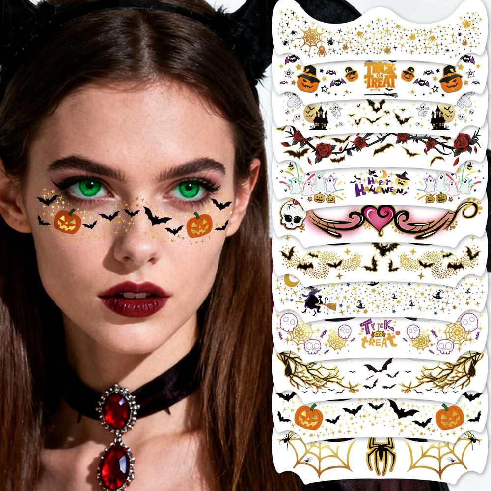 SOOVSY pumpkin design tattoos for festive party looks with glittery flair.