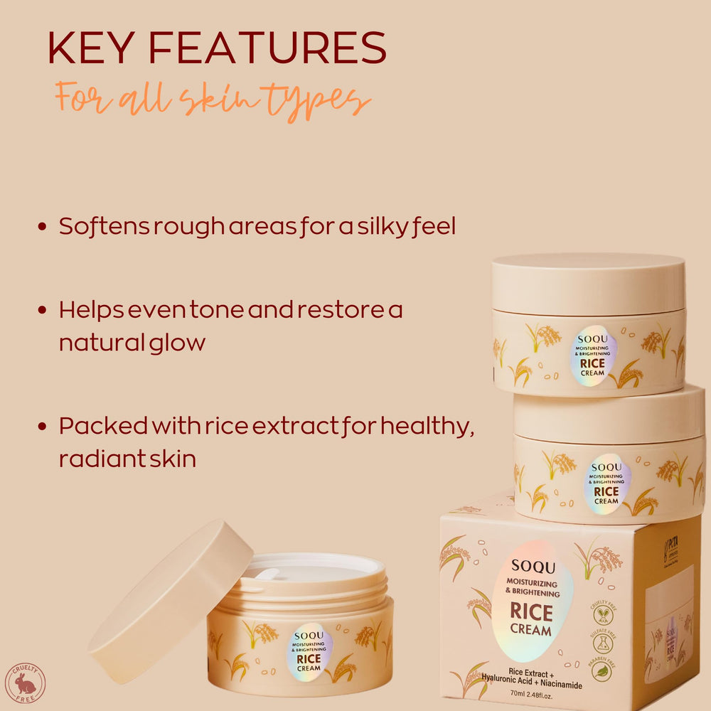 SOQU Rice Cream packaging label emphasizing made-in-Korea quality