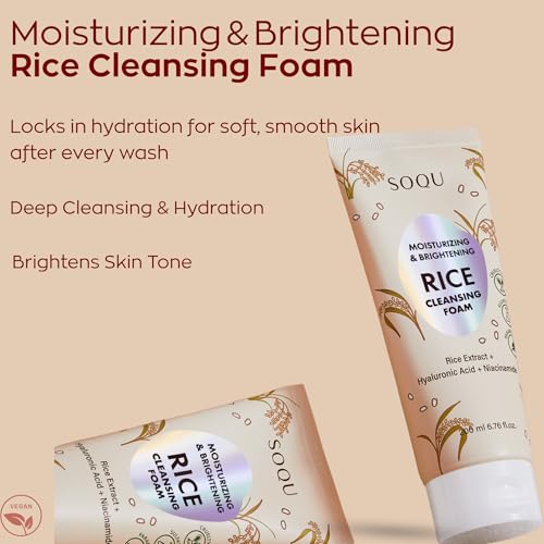 SOQU Rice Foam Cleanser Niacinamide closeup highlighting brightening potential