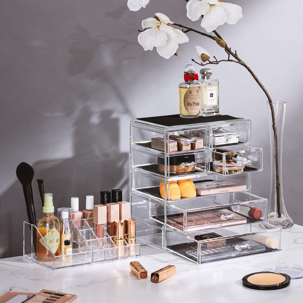 Sorbus acrylic makeup organizer 7-drawer vanity helps categorize cosmetics neatly