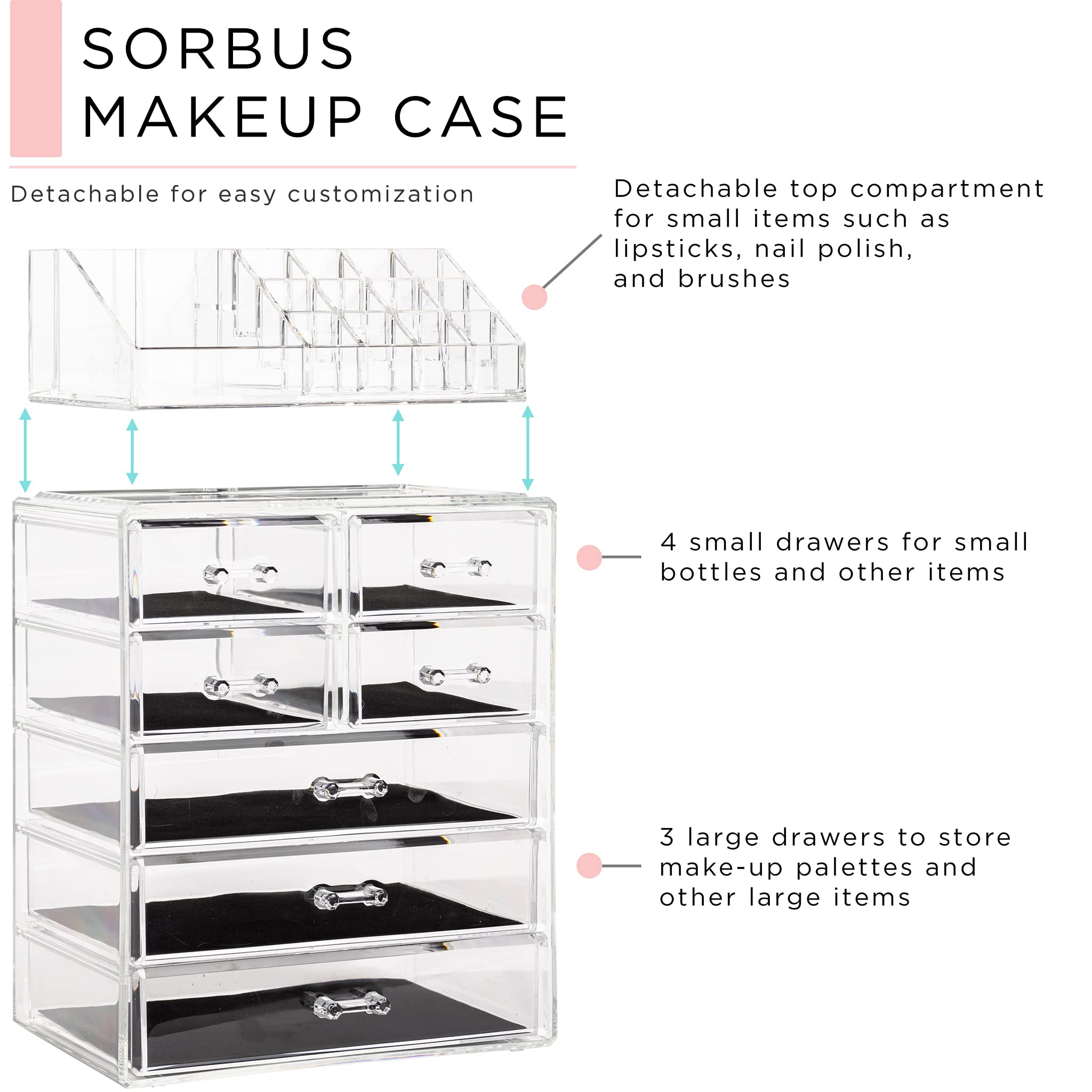 Sorbus acrylic makeup organizer brush storage keeps tools organized and accessible