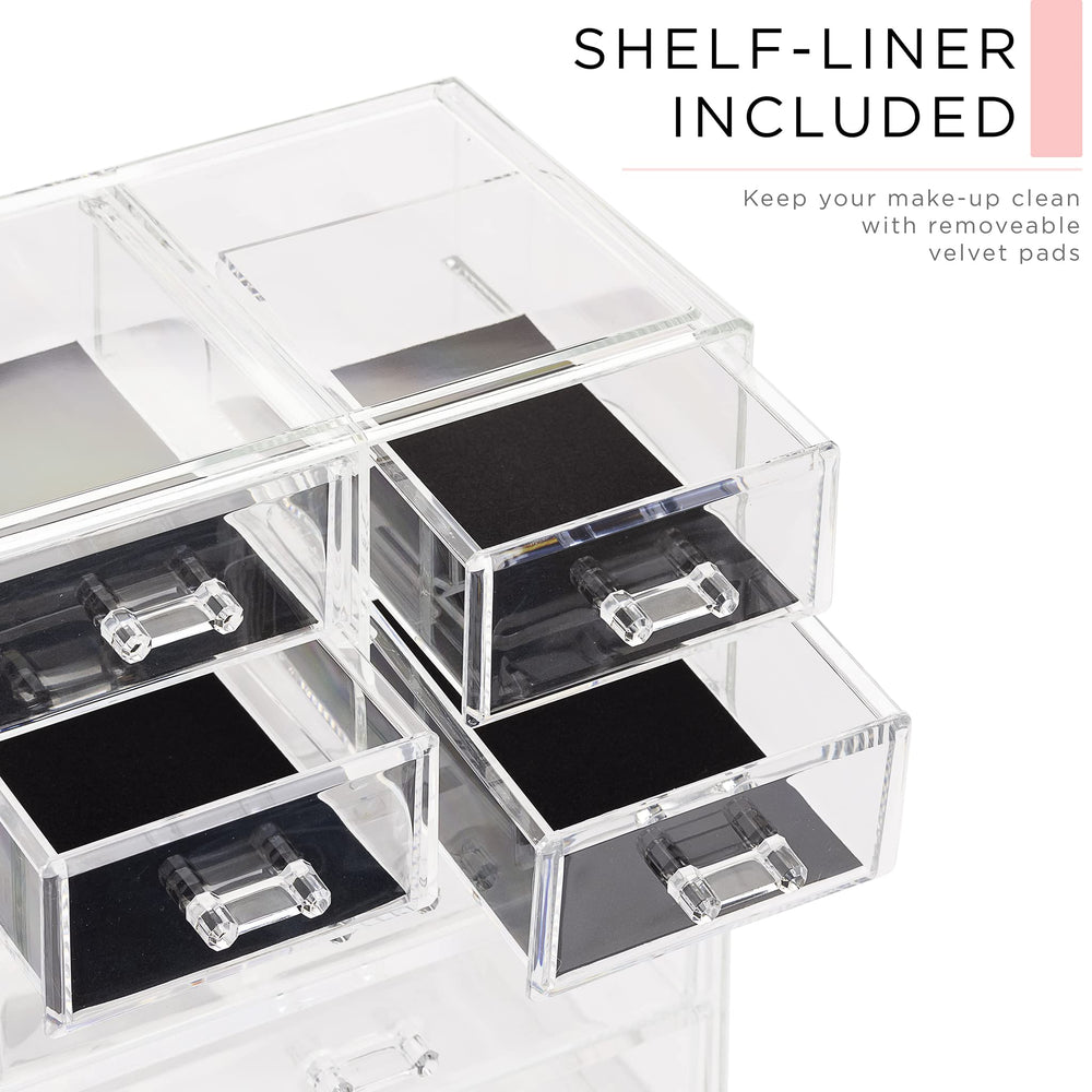 Sorbus acrylic makeup organizer countertop setup frees dresser space