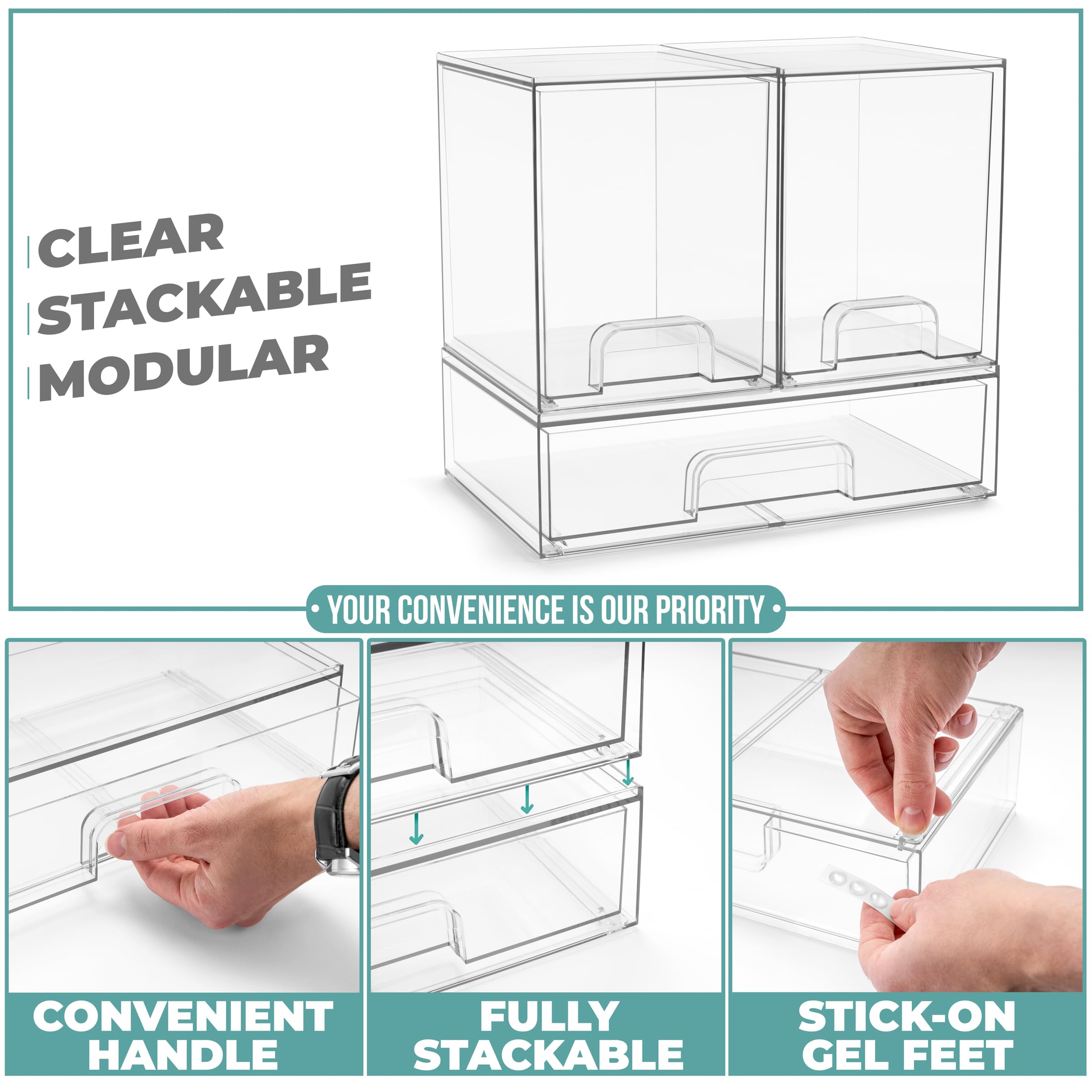 Sorbus acrylic storage bathroom-organization keeps vanity items neatly arranged and visible.