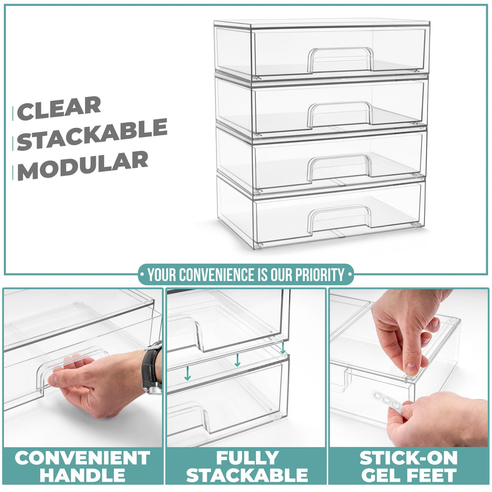 Sorbus organizer drawer set in cabinet demonstrating easy access.