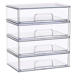 Sorbus acrylic storage containers full set on bathroom counter for vanity organization.