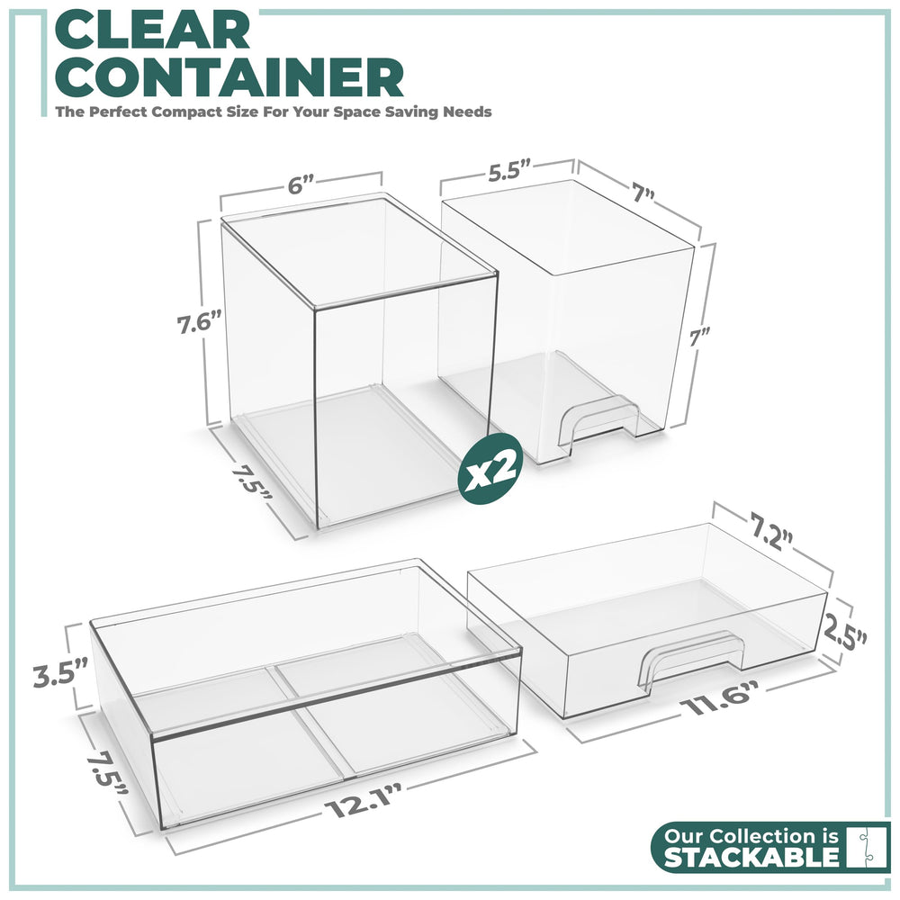 Sorbus acrylic storage pull-out-drawers with built-in handles for easy access to cosmetics.
